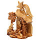 Nativity scene with cave and church in Bethlehem olive wood, stylized 15x10x10 cm s2
