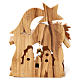 Nativity scene with cave and church in Bethlehem olive wood, stylized 15x10x10 cm s4