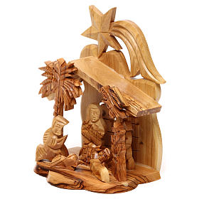 Olive wood Nativity Scene with stable and church from Bethlehem 15x10x10 cm
