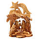 Olive wood Nativity Scene with stable and church from Bethlehem 15x10x10 cm s1