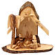 Nativity scene with cave in Bethlehem olive wood, stylized 20x20x10 cm s1