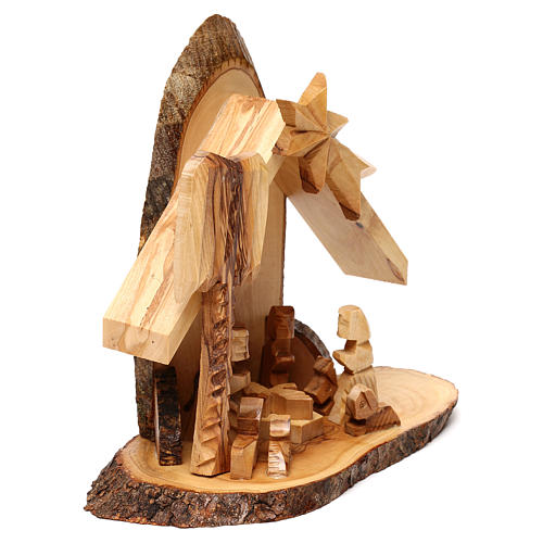 Olive wood stylized Nativity Scene from Bethlehem 20x20x10 cm 3
