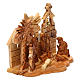Nativity scene with cave and church in Bethlehem olive wood, stylized 10x15x10 cm s3