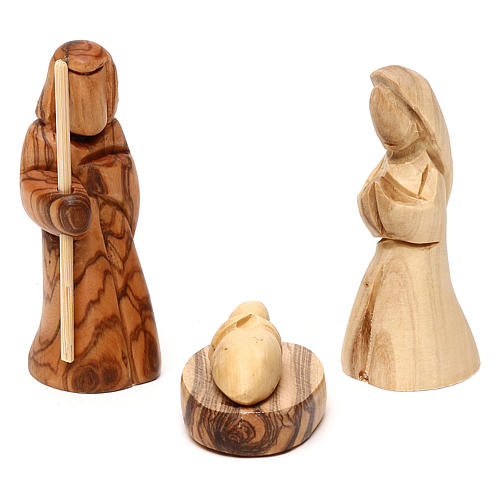 Nativity scene with cave in Bethlehem olive wood, star and palm tree 20x20x15 cm 2