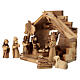 Cabane avec crèche en olivier de Bethléem avec palmier et comète 20x20x15 cm s3