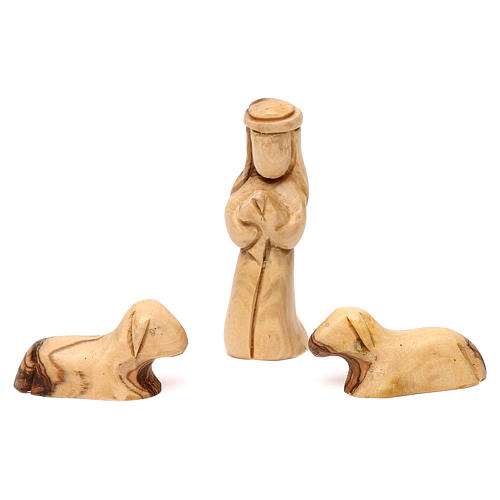 Nativity Scene in olive wood from Bethlehem with palm and star 20x20x15 cm 4