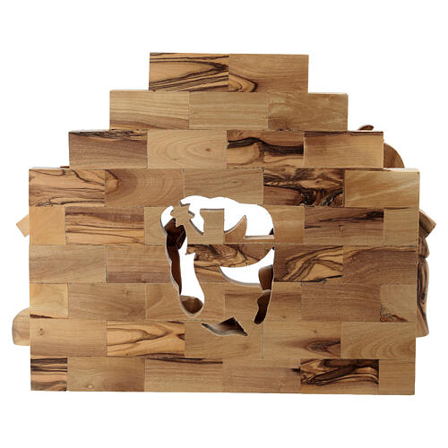 Nativity Scene in olive wood from Bethlehem with palm and star 20x20x15 cm 10