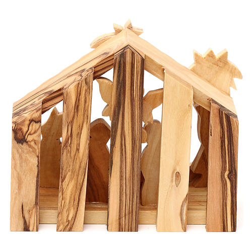 Geburt Christi in einem Stall, aus Olivenholz in Bethlehem gefertigt, 10x10x10 cm 4