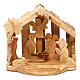 Cabane avec scène Nativité en olivier de Bethléem 10x10x10 cm s1