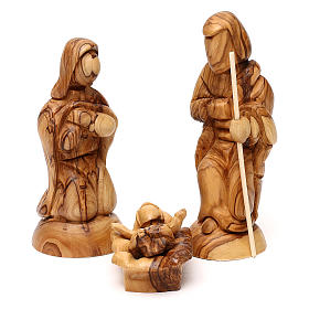 Geburt Christi in einem Stall, 3 Figuren, aus Olivenholz in Bethlehem gefertigt, 25x20x15 cm