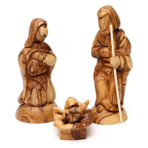 Geburt Christi in einem Stall, 3 Figuren, aus Olivenholz in Bethlehem gefertigt, 25x20x15 cm 2