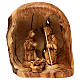 Geburt Christi in einem Stall, 3 Figuren, aus Olivenholz in Bethlehem gefertigt, 25x20x15 cm s1