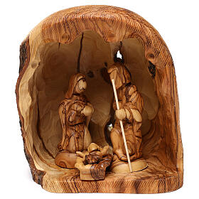 Stajenka ze Sceną Narodzin 3 cz., drewno oliwne z Betlejem, 25x20x15 cm