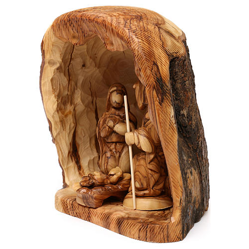 Holy Family with stable in olive wood from Bethlehem 25x20x15 cm 3