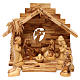 Geburt Christi in einem Stall, aus Olivenholz in Bethlehem gefertigt, 20x30x20 cm s1