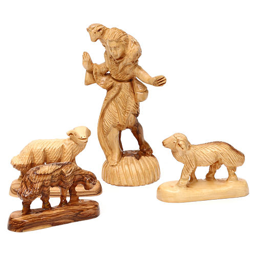 Nativity scene with cave in Bethlehem olive wood 20x50x15 cm 5