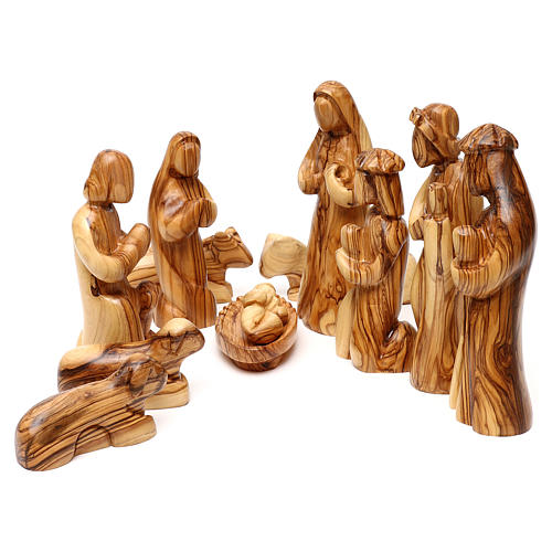 Geburt Christi, Set zu 12 Figuren, aus Olivenholz in Bethlehem gefertigt, 22 cm 1
