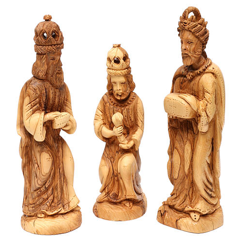 Geburt Christi, Set zu 14 Figuren, aus Olivenholz in Bethlehem gefertigt, 35 cm Krippe 3