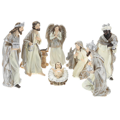 Complete Nativity set 25 cm in resin, 9 pcs 1
