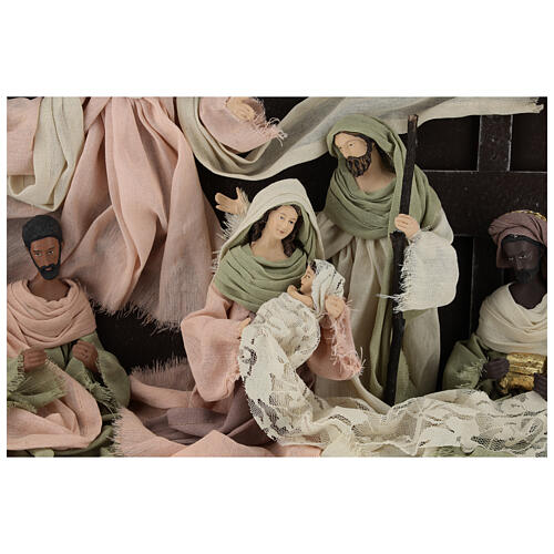 Complete nativity set with 8 pcs 35 cm colored gauze 2