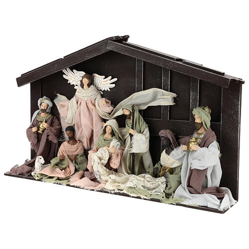 Complete nativity set with 8 pcs 35 cm colored gauze 3