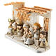 Nativity scene with hut made of resin with 10 characters 15x10 cm, children's line s2