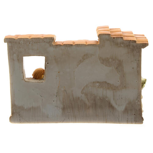 Nativity set with farmhouse stable in resin 10 pcs, 15x10 cm kids line 4