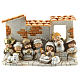 Nativity scene with hut made of resin with 10 characters 10x15 cm, children's line s1