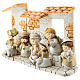 Nativity scene with hut made of resin with 10 characters 10x15 cm, children's line s2