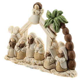Nativity scene with hut made of resin with 8 characters 15x10, children's line