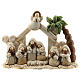Nativity scene with hut made of resin with 8 characters 15x10, children's line s1