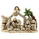 Nativity scene with hut made of resin with 9 characters 20x15 cm, children's line s1