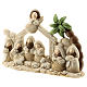 Nativity scene with hut made of resin with 9 characters 20x15 cm, children's line s2