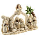 Nativity scene with hut made of resin with 9 characters 20x15 cm, children's line s3