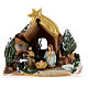 Nativity scene with painted shack and star in Deruta terracotta s1