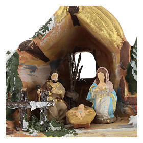 Capanna in terracotta colorata con presepe 4 cm Deruta e cometa