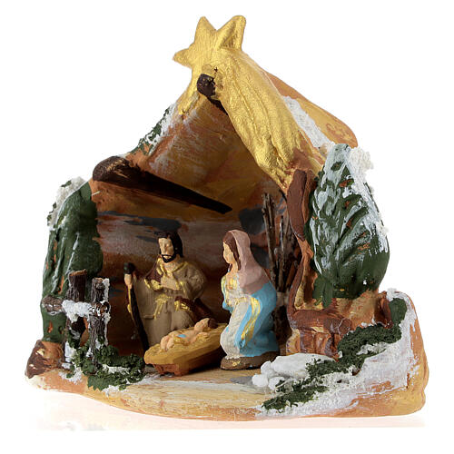 Terracotta stable with 4 cm nativity scene and comet 3