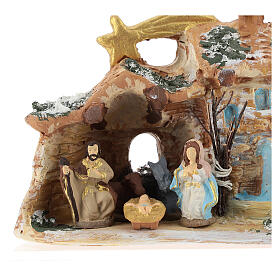 Stable in colored terracotta with nativity set 4 cm, Deruta 5 pcs and comet