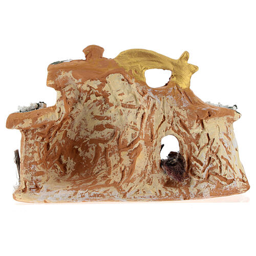 Stable in colored terracotta with nativity set 4 cm, Deruta 5 pcs and comet 5