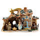Stable in colored terracotta with nativity set 4 cm, Deruta 5 pcs and comet s1