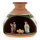 Nativity with shack and star in Deruta terracotta with red and green decoration s1