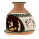 Nativity with shack and star in Deruta terracotta with red and green decoration s3