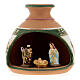 Terracotta nativity stable in red and green with Deruta mini nativity 3 pcs s1