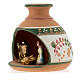 Terracotta nativity stable in red and green with Deruta mini nativity 3 pcs s3