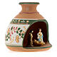 Terracotta nativity stable in red and green with Deruta mini nativity 3 pcs s4