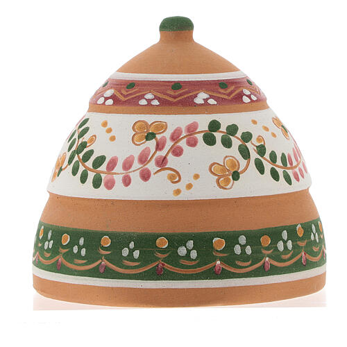 Hütte aus Keramik bemalt in rosa und grün Krippe und Komet, 10x10x10 cm 5