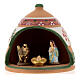 Ceramic stable with colored nativity set 3 cm, pink green 10x10x10 cm Deruta s1