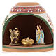 Ceramic stable with colored nativity set 3 cm, pink green 10x10x10 cm Deruta s2