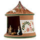 Nativity with shack in Deruta terracotta with green decoration 15x10x10 cm s3