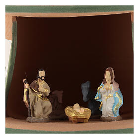 Ceramic terracotta nativity with Holy Family 4 cm colored 15x10x10 cm Deruta